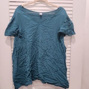 Old Navy Teal V-Neck Short-Sleeved Blouse 3X